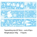 9-piece set of white Christmas window stickers with reindeer and snowflake city patterns - 9 Sheets Set (173 Patterns)