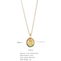 Collar de acero inoxidable dorado con colgante de Virgen María y circonitas - Estilo Virgen María de Piedra Multicolor Ovalada (HN0078G01)