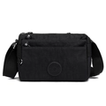 Black nylon crossbody bag with multi-zipper pockets and adjustable strap for women - Classic Black