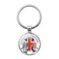 London England metal keychain with Union Jack flag and Tower Bridge design souvenir - Tower Bridge & Flag
