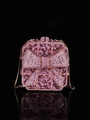 Luxury square evening clutch bag in purple and pink crystals with elegant gold chain strap - 13.5x13 Bowknot Square Purple