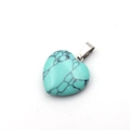 20mm heart-shaped turquoise stone pendant with silver metal bail and dark matrix texture - Turquoise