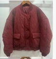 Dark red quilted bomber jacket with ribbed collar and snap button pockets - XS / Burgundy