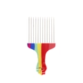 Rainbow fist hair pick with stainless steel needles for styling textured hair - K4 / Rainbow