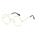 Lunettes de soleil rétro rondes en métal doré avec bouts de branches noirs de style classique - Monture Or (Sans Verre)