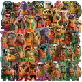 Waterproof PVC stickers featuring wild animals wearing workwear vests and sunglasses - Realistic Animals with Colored Edges (WES234) / 50 Sheets