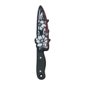 Acrylic Halloween dagger charm with floral print and red blood splatter for DIY jewelry - Flower Decorated Knife-19282