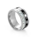 Silver stainless steel ring with black Roman numerals and square-cut zircon inlay - Size 5 / Steel Color Square Rhinestone with Roman Numerals