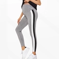 Leggings de maternité gris avec soutien taille haute et bandes latérales sportives - Gris
