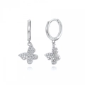 Eleganti orecchini a cerchio a farfalla con zirconi scintillanti e finitura argento lucido - Zirconia Bianca (Argento)