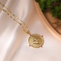 Collana placcata oro 18K con ciondolo a croce sacro cuore e zirconi su seta bianca - Croce del Sacro Cuore / Oro