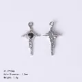 Silver gothic heart cross charm with lava texture, 27.2x15mm DIY jewelry pendant - 84435 Black