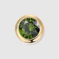 Single gold earring with faceted green gemstone inlay in a minimalist bezel setting - 6mm / August-Light Green (Steel Color)