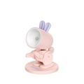 Roze konijn mini bureaulamp met paarse oren en een lichtgevend ringontwerp voor kids - Magnetisch Konijn-Roze