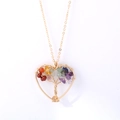 Golden heart tree of life pendant with colorful natural crystal stones on white background - 3cm Gold Heart