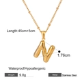 Waterproof gold stainless steel necklace with a balloon-style letter N pendant - Letter N