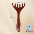 Handgemaakte hoofdmassage kam van rood sandelhout met natuurlijke houtnerf afwerking - 1 stuk Gewei Massage Kam + Acupunctuurkaart