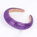 Elegant wide padded headband with purple rhinestones and beige velvet lining for women - Purple