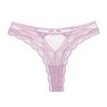 Light purple lace thong with polka dot mesh and heart-shaped metal buckle detail - Solid Pink