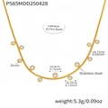 Especificaciones de tamaño de collar de trébol dorado con circonitas y cadena de serpiente - Colgante de Circonita con Cuentas Redondas / Dorado
