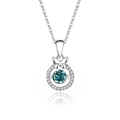 S925 sterling silver butterfly necklace with a round blue moissanite gemstone pendant - Silver Plated (Blue-Green Moissanite)
