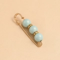 Hellblauer Macaron-Hüftbrosche mit Goldnadeln und drei dekorativen Rundperlen - 5.8*1.5cm / Grün