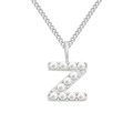 Elegant silver stainless steel necklace featuring a pearl-embellished letter Z alphabet pendant - Letter Z / Steel Color