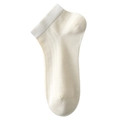 Breathable silk crew socks in creamy white finish with ribbed cuffs for women - One Size / Goose Yellow