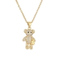 Fashionable gold teddy bear pendant necklace with sparkling zircon micro-paving for women - Teddy Bear