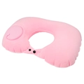 Portable pink inflatable U-shaped travel neck pillow with manual press pump and snap closure - Crystal Velvet / Neck Pillow / Girl Pink