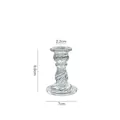 Small spiral glass candle holder with ribbed texture and transparent finish - Small Spiral Design Glass Candle Holder