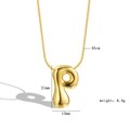 Detail of gold letter P balloon pendant necklace showing dimensions 21x13mm and 45cm chain - Letter P
