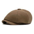 Klassieke Britse newsboy pet van warme camel wolmix stof voor de winterperiode - Eén Maat(Verstelbaar) / koffiekleur