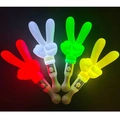 Detail of four LED gesture glow sticks in red, white, green, and yellow light colors - LED Heart Gesture Finger Wand Mixed Colors