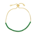 Pulsera dorada ajustable con piedras de circón verde en un diseño elegante y fino - Verde