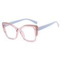Montatura occhiali cat-eye TR rosa viola e blu chiaro con lenti anti luce blu di tendenza - Cachi Rosa Trasparente