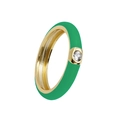 Detailed close-up of a gold-plated ring featuring green enamel and a sparkling zircon stone - Green