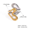 Detailed dimensions of hollow heart stainless steel ring with 1.73cm width and 6.9g weight - US 7 / Gold and Silver Dual Color (YYR025039-M)