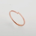 Minimalist V-shaped rose gold ring for women with sparkling micro-pave crystals - US 6 / Rose Gold