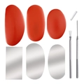 Clay sculpting set with red plastic scrapers and metal carving tools on white background - Popular 8-piece Clay Tool Set