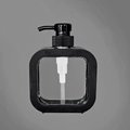 Clear square plastic pump bottle with black frame and pump head for lotion dispensing - 300ml / PP / Black
