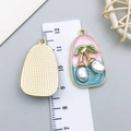 Pink and blue cherry-shaped pendant with baroque pearls and gold-plated metal base - Pink-Blue Gold-Sprinkled Pearl Cherry-23590