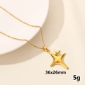 Vintage 18k gold plated stainless steel moon and star pendant necklace 36x26mm size - North Star Pendant / Gold