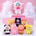 Plush animal-themed blind box figures featuring sheep and panda designs in pink cloud decor - 1031 Dreamy Zoo Series / Random One