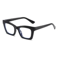 Classic black square frame glasses with anti-blue light coating shown from a 3/4 angle - Black Frame