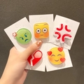 Set di cinque divertenti fermagli per capelli in acrilico emoji su cartoncino bianco - Set di 5 Emoji