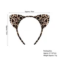 Leopard print plush cat ear headband, size 19x15cm, lightweight 17g Halloween party accessory - Light Leopard Sponge Cat Ears