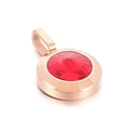 Rose gold round pendant featuring a large multifaceted red crystal gemstone centerpiece - Red Gemstone Rose Gold Base (KP100718-K)