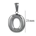 Polished silver stainless steel letter O bubble pendant charm for DIY jewelry 21mm - Letter O / Steel