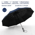 Automatic navy blue 10-rib umbrella with UV protection coating and 105cm diameter - Large 10-Rib Automatic Black Glue / Navy Blue